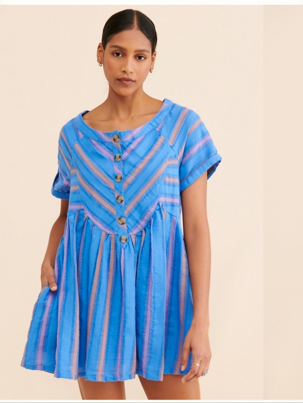 Free People Claire Mini Dress Size Small Tunic Top Blue